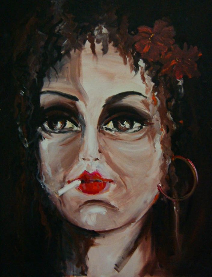 Portrait of a person smoking