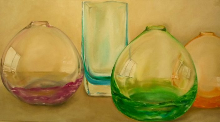 Painting of different coloured glasses
