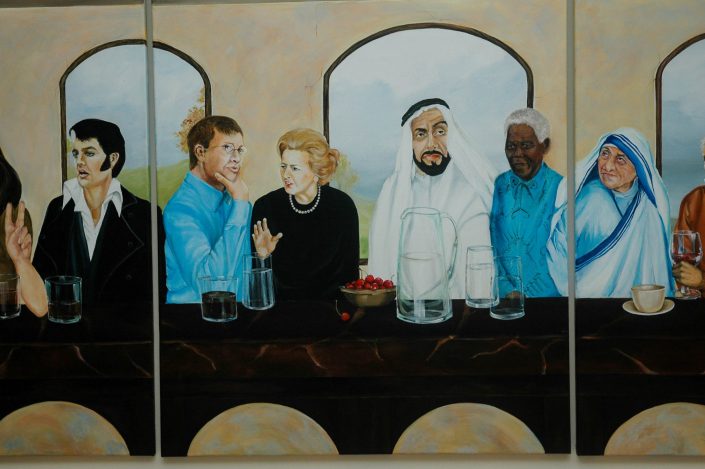 Painting of a meeting between popular faces