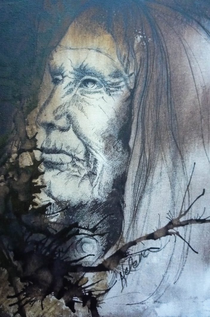 A sketch of an old woman