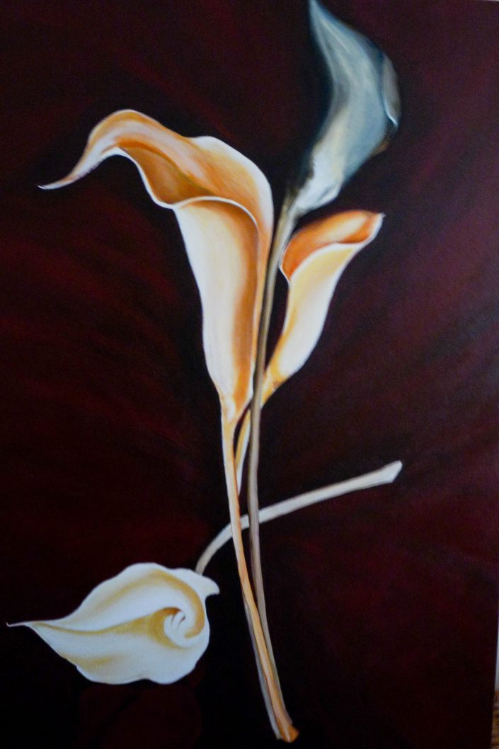 A painting of arum lillies