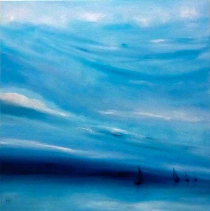 Painting of a blue landscape